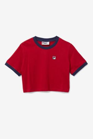 FILA Khaleesi Tee Shirts Red / Navy,Womens Clothing | CA.ISRCHV025